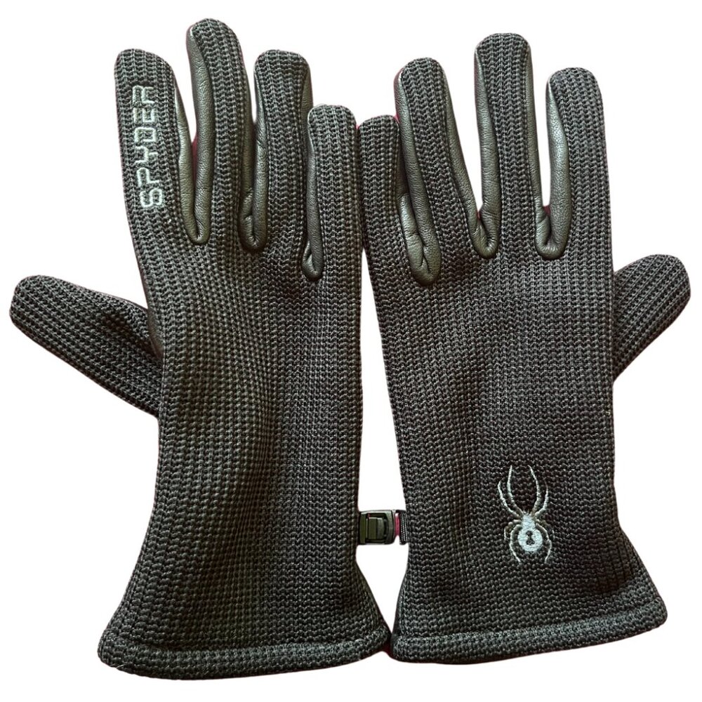 Spyder Black Leather Palm Gloves For Women Size 1 Pair Small